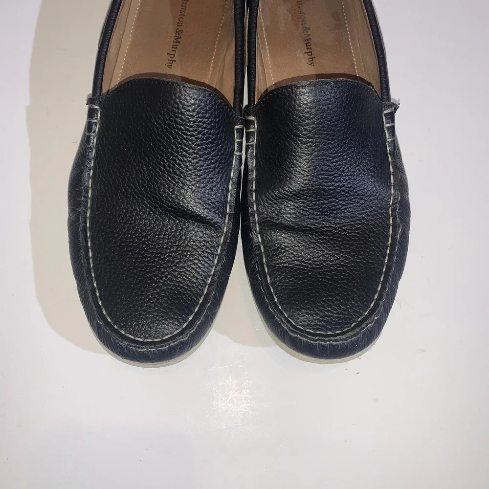 Johnston & Murphy Shoes Mens Size 9.5 Black Leather Slip On Loafers Comfort